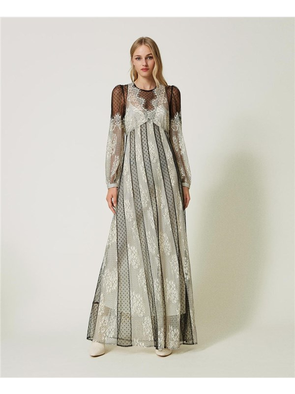 TWINSET Long dress Ivory / Black