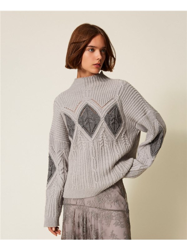 TWINSET Maglia Bic.grigio ch.mel./grigiomd me