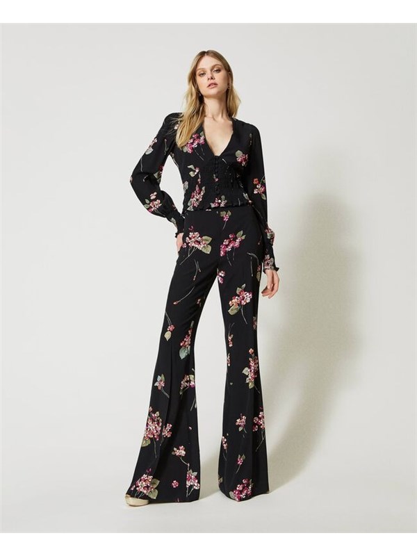 TWINSET Pantalone Black / multicolor