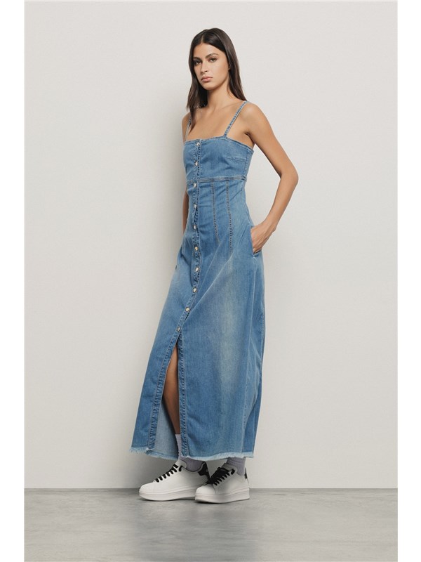 GAëLLE Abito lungo Denim blu