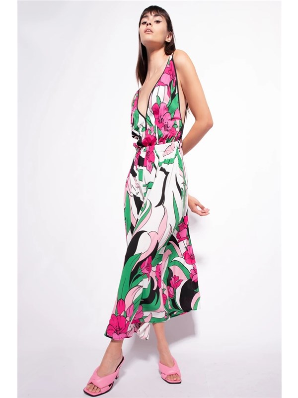 Pinko Long dress Black / fuchsia