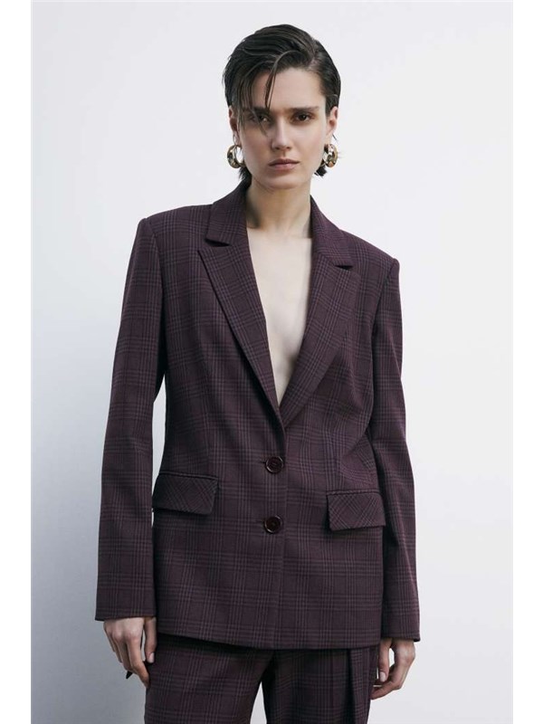 Patrizia Pepe Giacca Purple red check