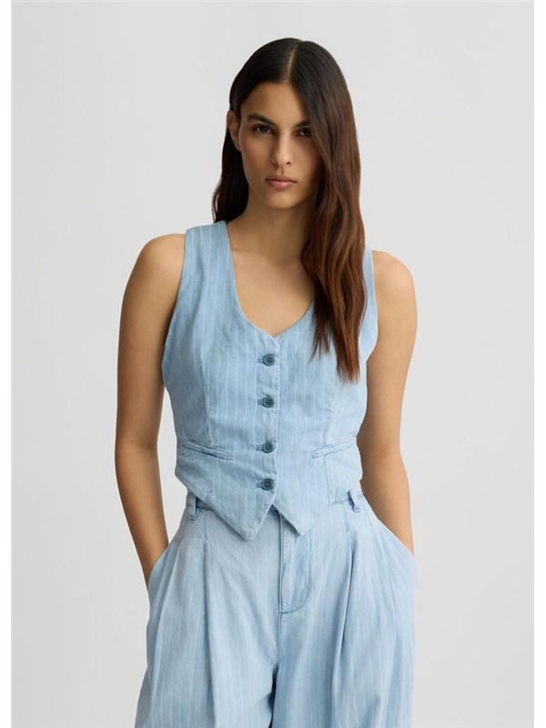 LIU  JO Gilet Denim blue lt.stripe w