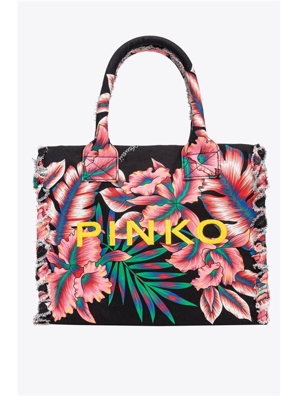 Pinko Pelletteria Shopping Bag Black red