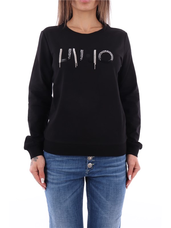 LIU-JO SPORT Sweatshirt Black / rhinestone