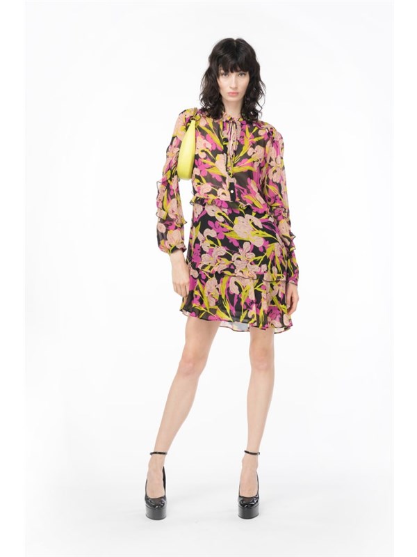 Pinko Short dress Black / fuchsia