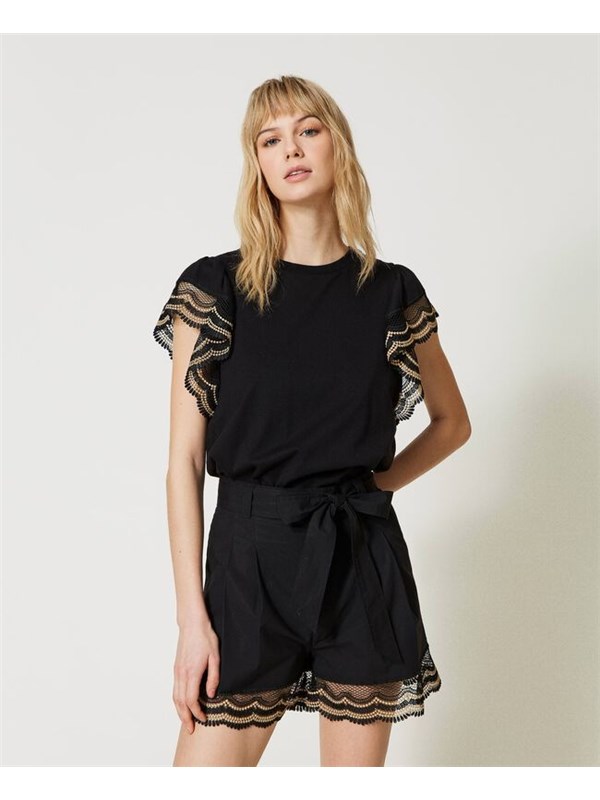 TWINSET T-shirt Black / beige