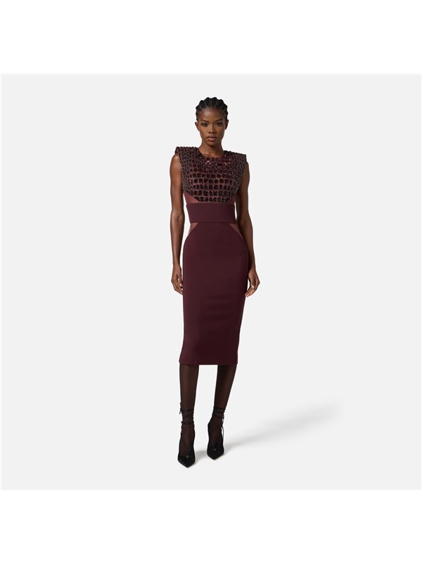 Elisabetta Franchi Abito midi Merlot
