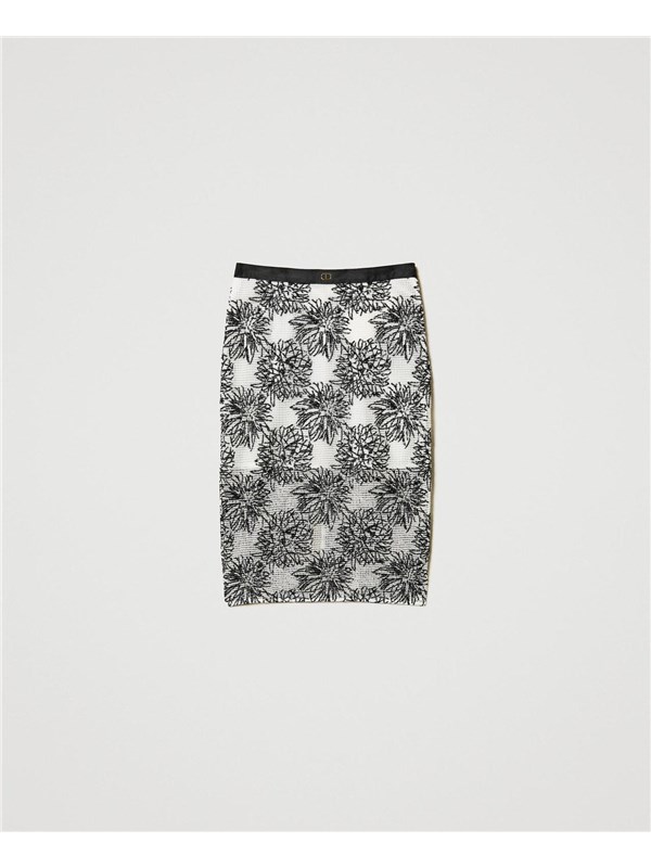 TWINSET Gonna Neve/ricamo nero