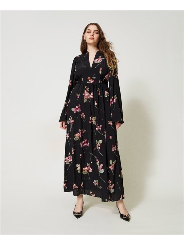TWINSET Long dress Black / multicolor