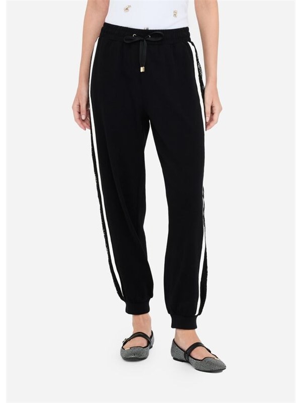LIU-JO SPORT Pantalone Jogging Nero/bianco latte