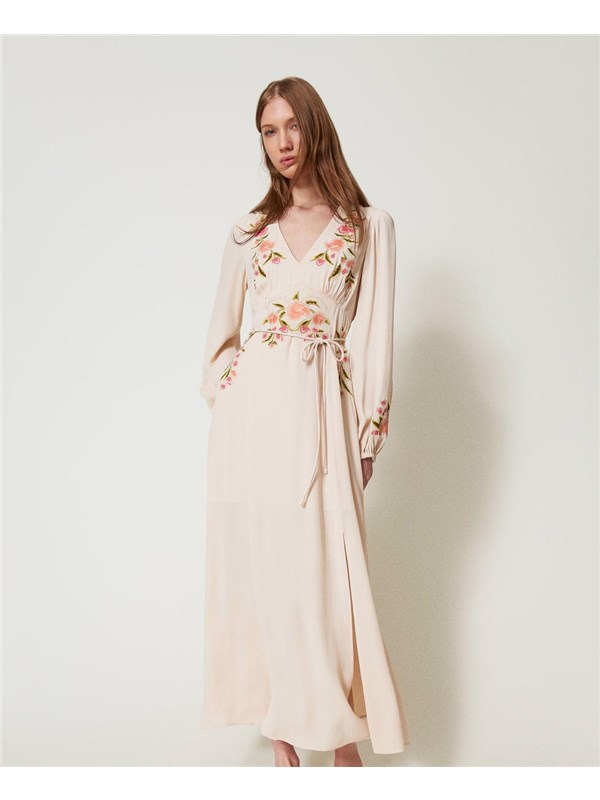 TWINSET Abito lungo Beige/multicolor red flowers