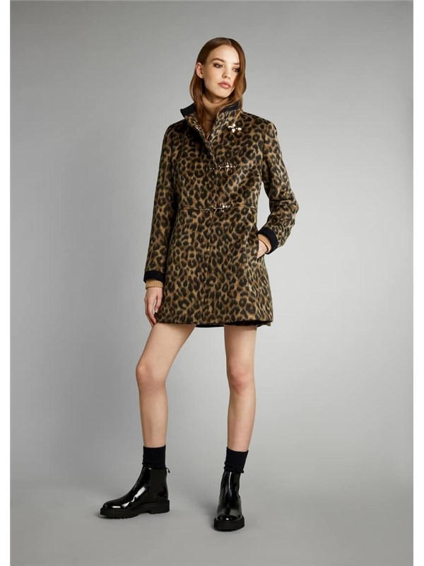 FAY Overcoat Beige / black