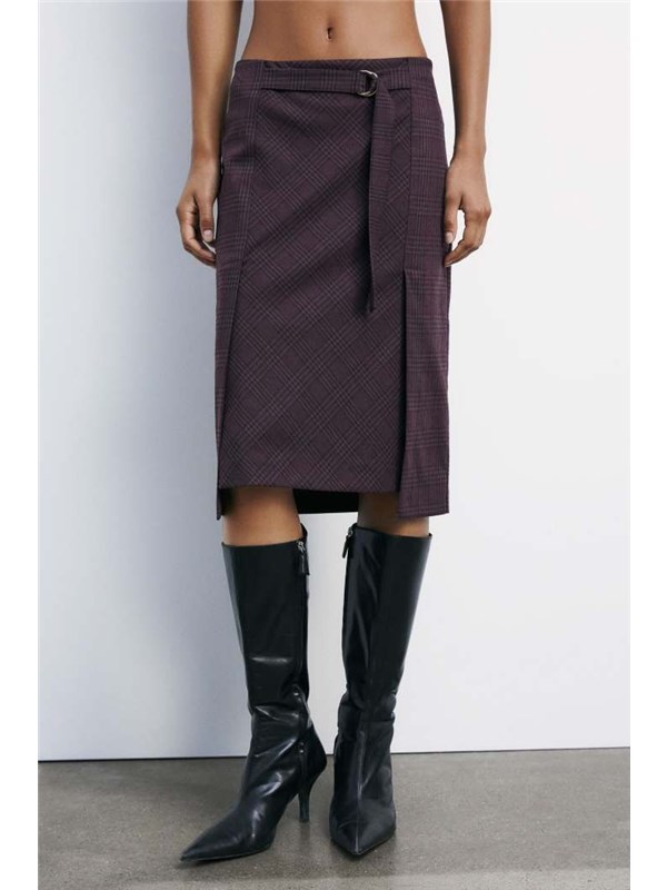 Patrizia Pepe Gonna Purple red check