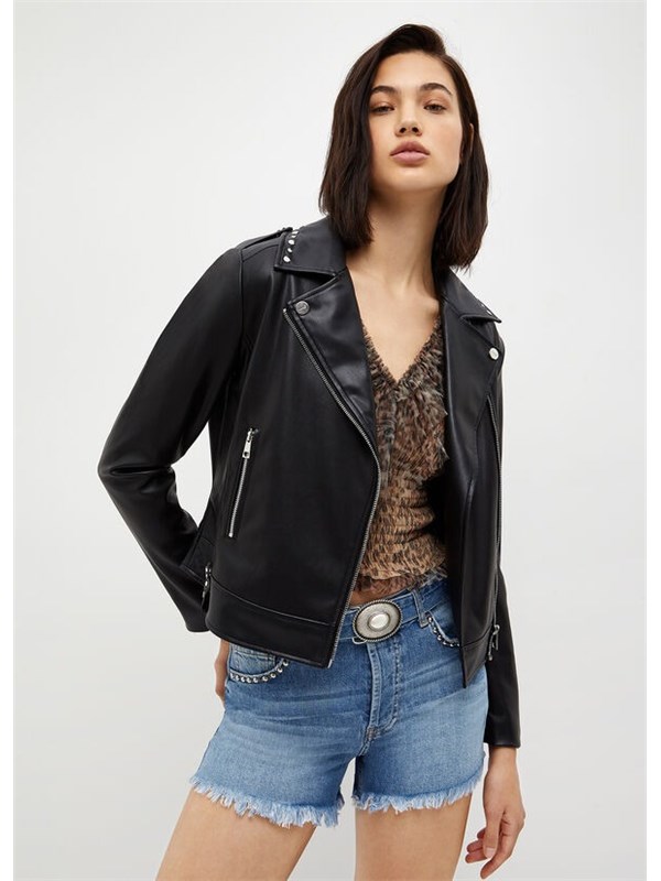 LIU  JO leather jacket Black