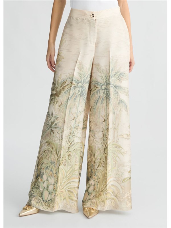 LIU  JO Pantalone Green jungle printed