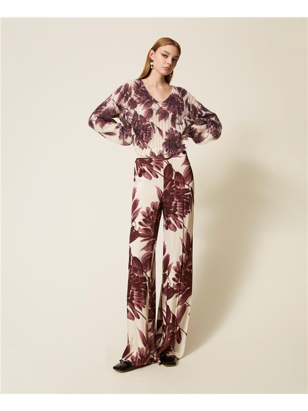 TWINSET Pantalone St.dahlia winetasting/old whit