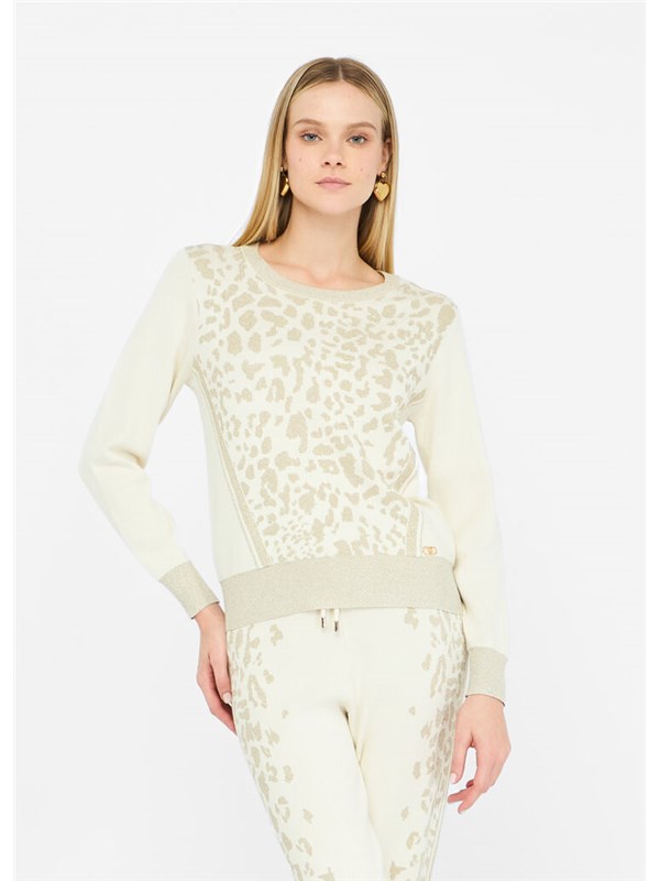 LIU-JO SPORT Maglia B.co latte/l.gold lux