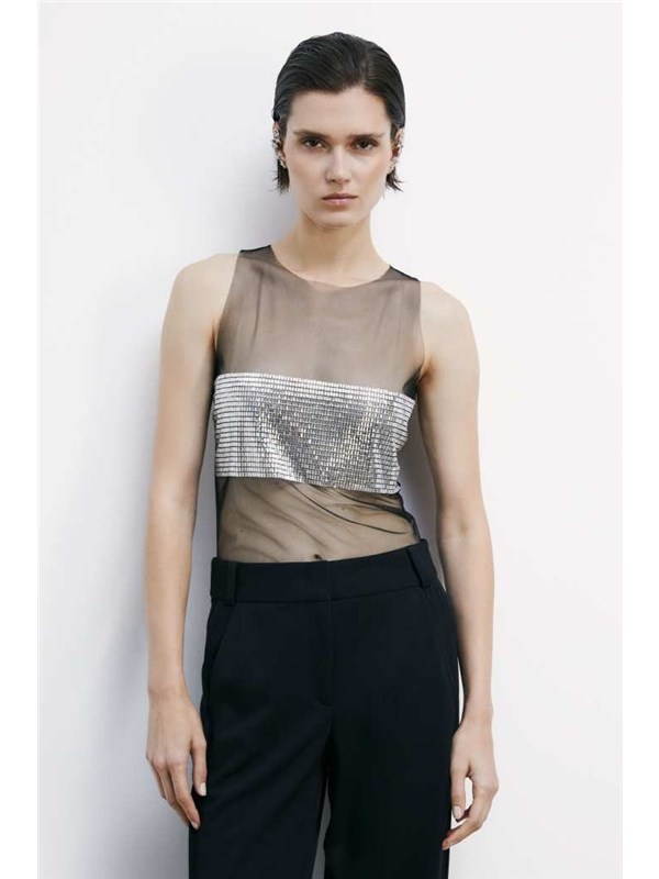 Patrizia Pepe Top Nero/cr.