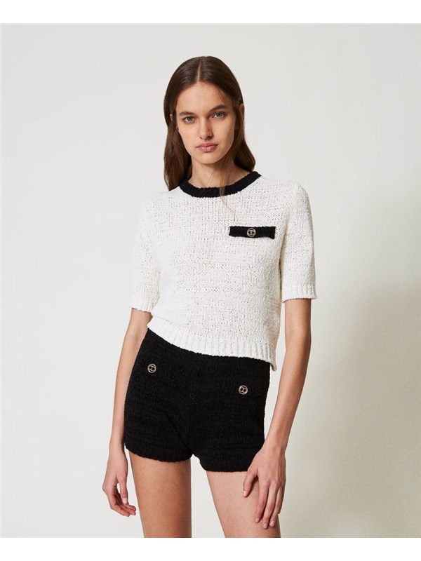 TWINSET Maglia Bic.neve/nero